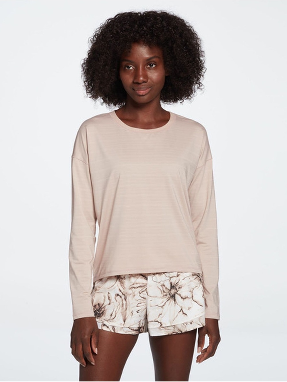 Calia textured stripe pointelle breathable workout running long sleeve shirt L